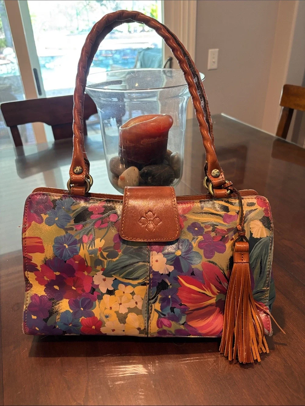 Patricia Nash Multi-Color Floral Leather-Trim Shoulder Bag